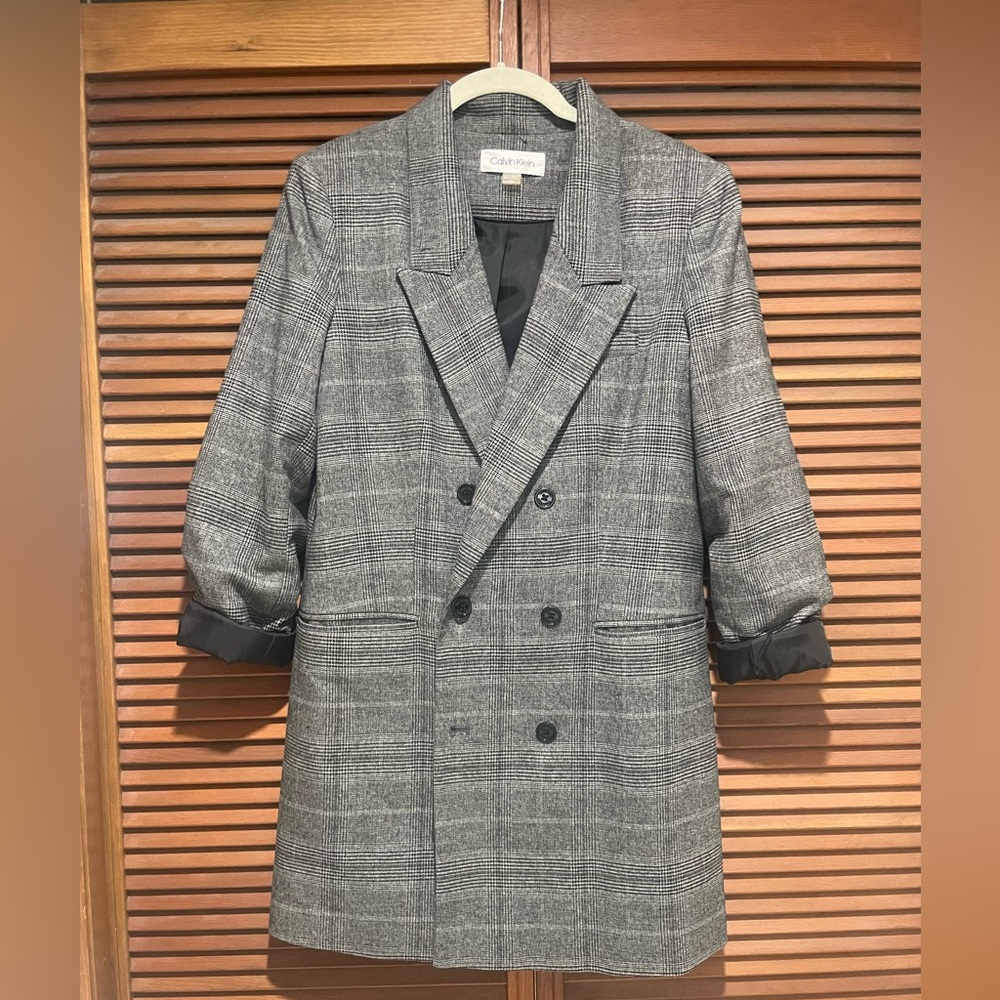Plaid boyfriend blazer